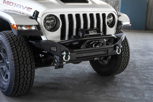 DV8 Offroad FBJL-07 FS-7 Mid-Width Winch Front Bumper for 2018-2021 Jeep Wrangler JL, Gladiator - Micro-Texture Powder-Coat