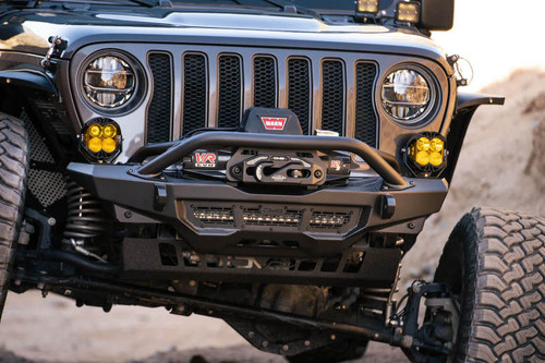DV8 Offroad FBJL-09 Spec Series Front Bumper for 2018-2021 Jeep Wrangler JL, Gladiator - Micro-Texture Black Powder Coat