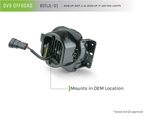 DV8 Offroad BCFLJL-01 Fog Light for 2018-2021 Jeep Gladiator, Wrangler - Black