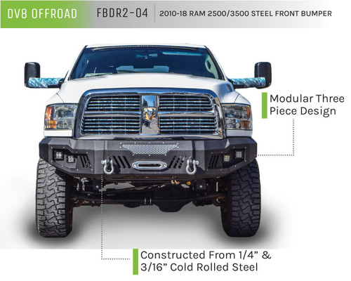 DV8 Offroad FBDR2-04 Bumper for 2010-2018 Dodge, Ram 2500, 3500, Ram 2500, Ram 3500 - Steel