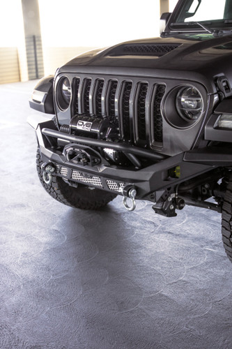 DV8 Offroad FBJL-12 MTO Series Full-Width Winch Front Bumper for 2007-2021 Jeep Wrangler JK/JL, Gladiator - Micro-Texture Powder-Coat