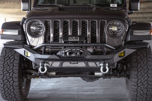 DV8 Offroad FBJL-12 MTO Series Full-Width Winch Front Bumper for 2007-2021 Jeep Wrangler JK/JL, Gladiator - Micro-Texture Powder-Coat