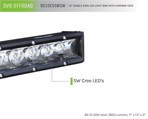 DV8 Offroad BS10E50W5W Light Bar - 50W