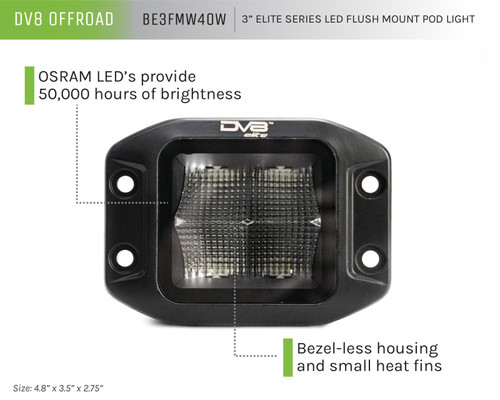DV8 Offroad BE3FMW40W Hood Light Pod