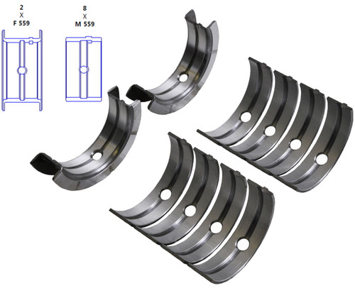 Enginetech BC303JSTD Standard Main Bearing Set for 1961-1978 Ford Mercury 5.8L-7.0L 351-428ci V8 - Complete OEM-Spec Main Bearing Set