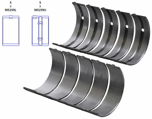 Enginetech BC1518STD Standard Main Bearing Set for 1990-2015 Honda Acura 1.6L-2.4L 122-144ci I4 - Complete OEM-Spec Main Bearing Set