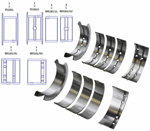 Enginetech BC102J.50 0.50mm Undersize Main Bearing Set for 1982-2004 Chevy GMC AM 6.2L/6.5L V8 - Complete OEM-Spec Main Bearing Set