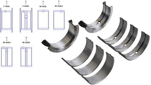 Enginetech BC302J.020 0.020 Undersize Main Bearing Set for 1964-1990 Chevy GMC Buick 3.0L-4.1L V6 - Complete OEM-Spec Main Bearing Set