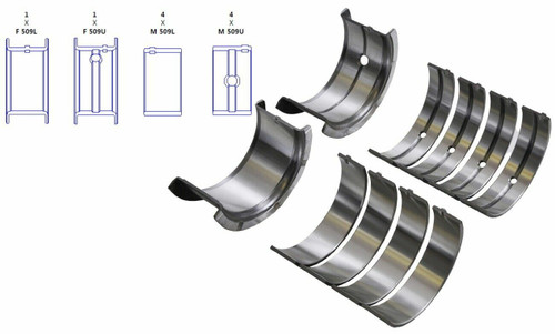 Enginetech BC467J.010 0.010 Undersize Main Bearing Set for 1970-1980 Chevy GMC Pontiac 6.6L 400ci V8 - Complete OEM-Spec Main Bearing Set