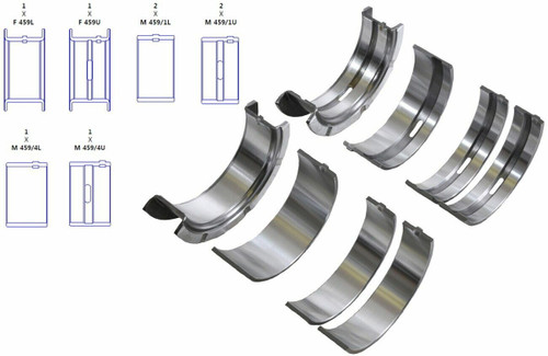 Enginetech BC384J.010 0.010 Undersize Main Bearing Set for 1986-2008 Ford Mercury Mazda 3.0L 182ci V6 - Complete OEM-Spec Main Bearing Set