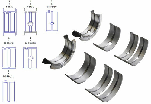 Enginetech BC385J.010 0.010 Undersize Main Bearing Set for 1987-2003 Dodge 3.9L 239ci V6 - Complete OEM-Spec Main Bearing Set