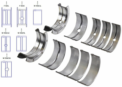Enginetech BC320J.020 0.020 Undersize Main Bearing Set for 1959-2003 Dodge Chrysler Jeep 5.2L 318ci V8 - Complete OEM-Spec Main Bearing Set