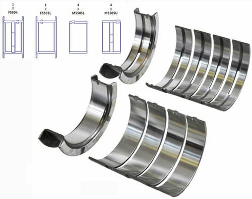 Enginetech BC306J.010 0.010 Undersize Main Bearing Set for 1975-1997 Ford Lincoln Mercury 5.8L/6.6L V8 - Complete OEM-Spec Main Bearing Set