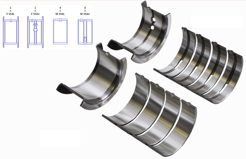 Enginetech BC319JSTD Standard Main Bearing Set for 1955-1967 Chevy GMC Pontiac 4.3L-5.3L 265-327ci V8 - Complete OEM-Spec Main Bearing Set