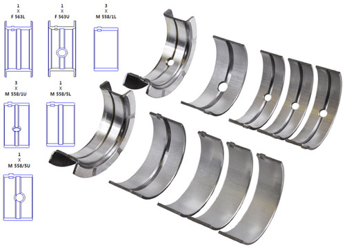 Enginetech BC320J.010 0.010 Undersize Main Bearing Set for 1959-2003 Dodge Chrysler Jeep 5.2L 318ci V8 - Complete OEM-Spec Main Bearing Set