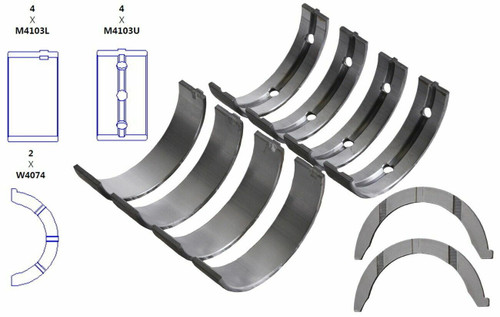 Enginetech BC106J.75 0.75mm Undersize Main Bearing Set for 1998-2010 Dodge Chrysler Plymouth 3.2L/3.5L - Complete OEM-Spec Main Bearing Set