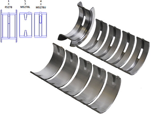 Enginetech BC370J.020 0.020 Undersize Main Bearing Set for 1989-2001 Ford Mazda 2.3L/2.5L 140-153ci I4 - Complete OEM-Spec Main Bearing Set