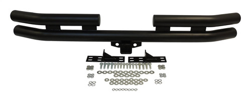 RT Off-Road RT20007 Black Semi-Gloss Rear Double Tube Bumper w/ Receiver Hitch for 1987-1995 Jeep YJ Wrangler, and 1997-2006 TJ