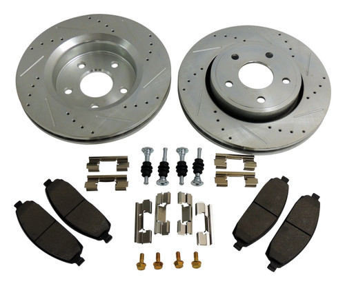 RT Off-Road RT31008 Complete Performance Front Brake Kit w/ Drilled & Slotted Rotors for 2005-2010 WK, WH Jeep Grand Cherokee w/o
