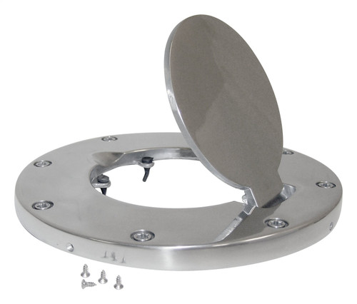 RT Off-Road RT26051 Polished Aluminum Non-Locking Fuel Door for Jeep JK Wrangler, 2 or 4 Door