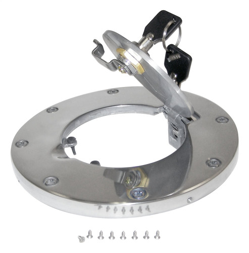 RT Off-Road RT26052 Polished Aluminum Locking Fuel Door w/ Keys for Jeep JK Wrangler, 2 or 4 Door