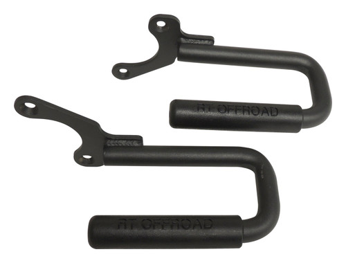 RT Off-Road RT27062 Black Powder Coated Steel Front Grab Handle Set for 1987-1995 Jeep YJ Wrangler, Mounts on Top of the Windshield
