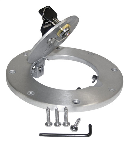RT Off-Road RT26039 Brushed Aluminum Locking Fuel Door for 1997-2006 Jeep TJ Wrangler, Includes Lock and Keys, Fits All Models