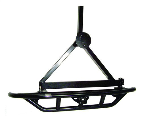 RT Off-Road RT20004 Rear Rock Crawler Bumper w/ Tire Carrier for 1987-2006 Jeep YJ, TJ Wrangler, Black Textured Paint, Consists of