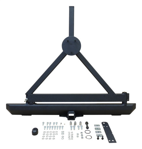RT Off-Road RT20005 Black Textured Plate Steel Rear Bumper w/ Tire Carrier & Receiver for Jeep 87-06 TJ & YJ Wranglers