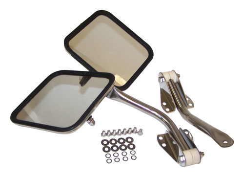 RT Off-Road RT30003 Polished Stainless Steel Mirror Kit for 1955-1983 CJ-5, 1955-1975 CJ-6, 1976-1986 CJ-7, 1981-1986 CJ-8, 1987-1995