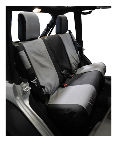 RT Off-Road SC30121 Rear Polycanvas Seat Cover for 2007-2011 Jeep JK Wrangler w/ 2-Doors, Black and Gray