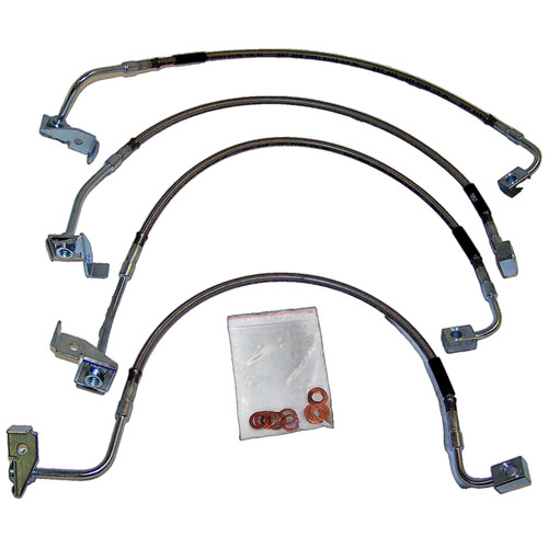 RT Off-Road RT31029 Stainless Steel Brake Hose Kit Front & Rear Left & Right - Fits 2007-2010 Jeep JK Wrangler