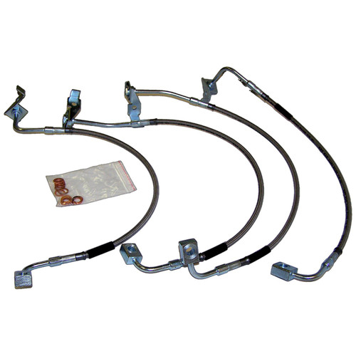 RT Off-Road RT31029 Stainless Steel Brake Hose Kit Front & Rear Left & Right - Fits 2007-2010 Jeep JK Wrangler