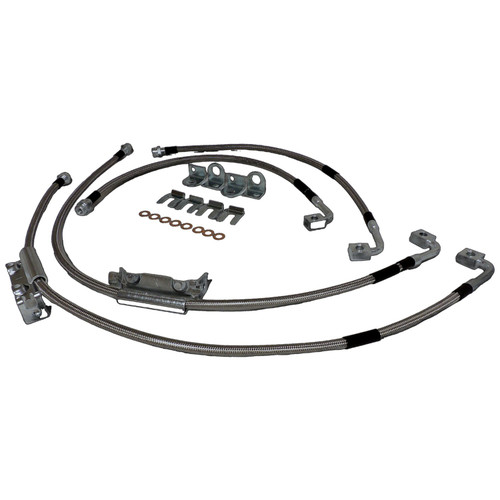 RT Off-Road RT31049 Stainless Steel Brake Hose Kit Front & Rear Left & Right - Fits 2011-2018 Jeep JK Wrangler
