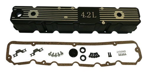 RT Off-Road RT35005 Black Aluminum Valve Cover Kit for 81-86 Jeep CJ-5, CJ-7, CJ-8, SJ, J-Series w/ 4.2L Engine, Black Aluminum Valve