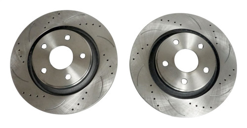 RT Off-Road RT31044 High Performance Front Cross Drilled and Slotted Rotor Set for Select 2008-2018 JK Jeep Wrangler w/ 13.09"