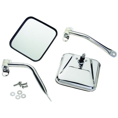 RT Off-Road RT30001 Door Mirror Kit Front Left & Right - Fits 1976-1995 Jeep CJs, YJ Wrangler, Incl. Hardware