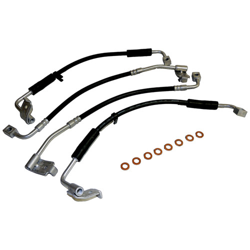 Crown Automotive BHK1 Brake Hose Kit for 2007-2010 Jeep JK Wrangler, Includes Left & Right, Front & Rear Brake Hoses and 8 Brake Hose