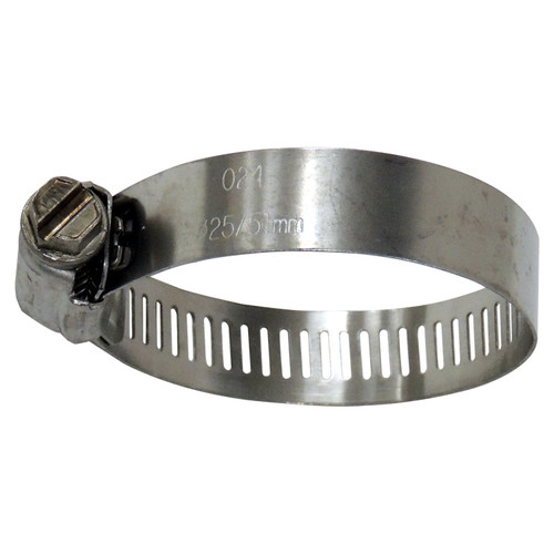 Crown Automotive J3203076 Hose Clamp for Universal Applications, Worm Gear Style, 1" - 2" - Silver Steel, Sold Individually