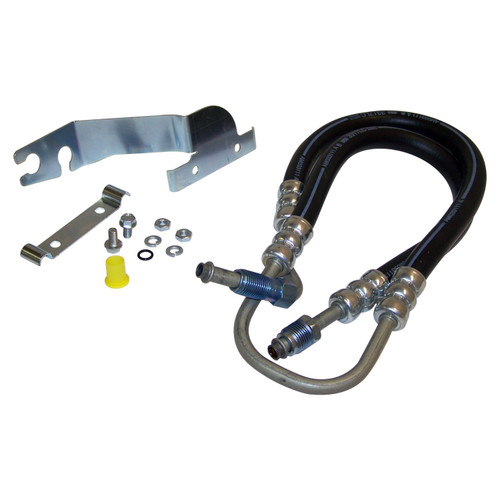 Crown Automotive 52128940AF Power Steering Pressure Hose for 2004-2007 Jeep KJ Liberty w/ 3.7L Engine - Black, Silver Metal, Rubber