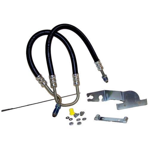 Crown Automotive 52128940AF Power Steering Pressure Hose for 2004-2007 Jeep KJ Liberty w/ 3.7L Engine - Black, Silver Metal, Rubber