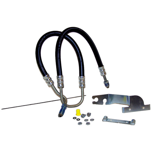 Crown Automotive 52128940AF Power Steering Pressure Hose for 2004-2007 Jeep KJ Liberty w/ 3.7L Engine - Black, Silver Metal, Rubber