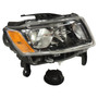 Crown Automotive 68110996AD Right Headlight Assembly w/ Silver Bezels for 2014-2015 Jeep WK Grand Cherokee w/ Halogen Lamps, Includes Bulbs