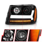 Anzo Projector Headlights for Chevrolet Trailblazer - Plank Style Black with Amber