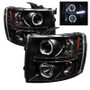 Spyder Projector Headlights with LED Halo in Black for Chevy Silverado 1500