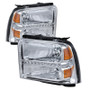 Spyder Chrome Crystal Headlights with LED for Ford F250/350/450 Super Duty - HD-JH-FS05-LED-C