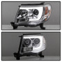 Spyder Projector Headlights with Light Bar DRL in Chrome for Toyota Tacoma 05-11 (PRO-YD-TT05V2-LB-C)
