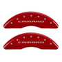 MGP 4 Caliper Covers Engraved Front Gen 5/Camaro Engraved Rear Gen 5/SS Red Finish Silver Characters