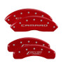 MGP 4 Caliper Covers Engraved Front Gen 5/Camaro Engraved Rear Gen 5/RS Red Finish Silver Characters