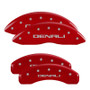 MGP 4 Caliper Covers Engraved Front & Rear Denali Red Finish Silver Characters for 2019 GMC Sierra 1500